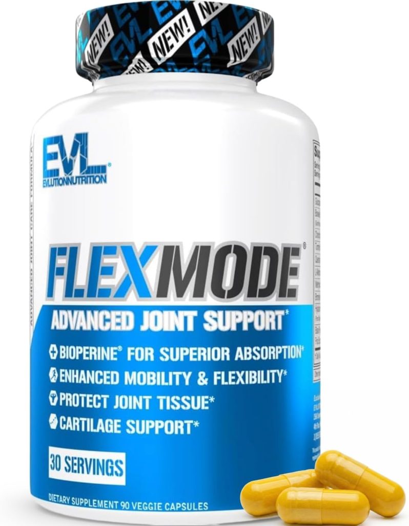 Evlution High Absorption Joint Support Supplement FLEXMODE Joint Supplement with Advanced Joint Vitamins Including Glucosamine Chondroitin MSM Boswellia and Hyaluronic Acid - 30 Servings