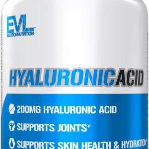 Evlution Vegan Dietary Hyaluronic Acid Supplement Nutrition 200mg Hyaluronic Acid Capsules Dry Skin Supplement for Women and Men for Itchy or Damaged Skin - High Potency Bioavailable Non GMO Formula